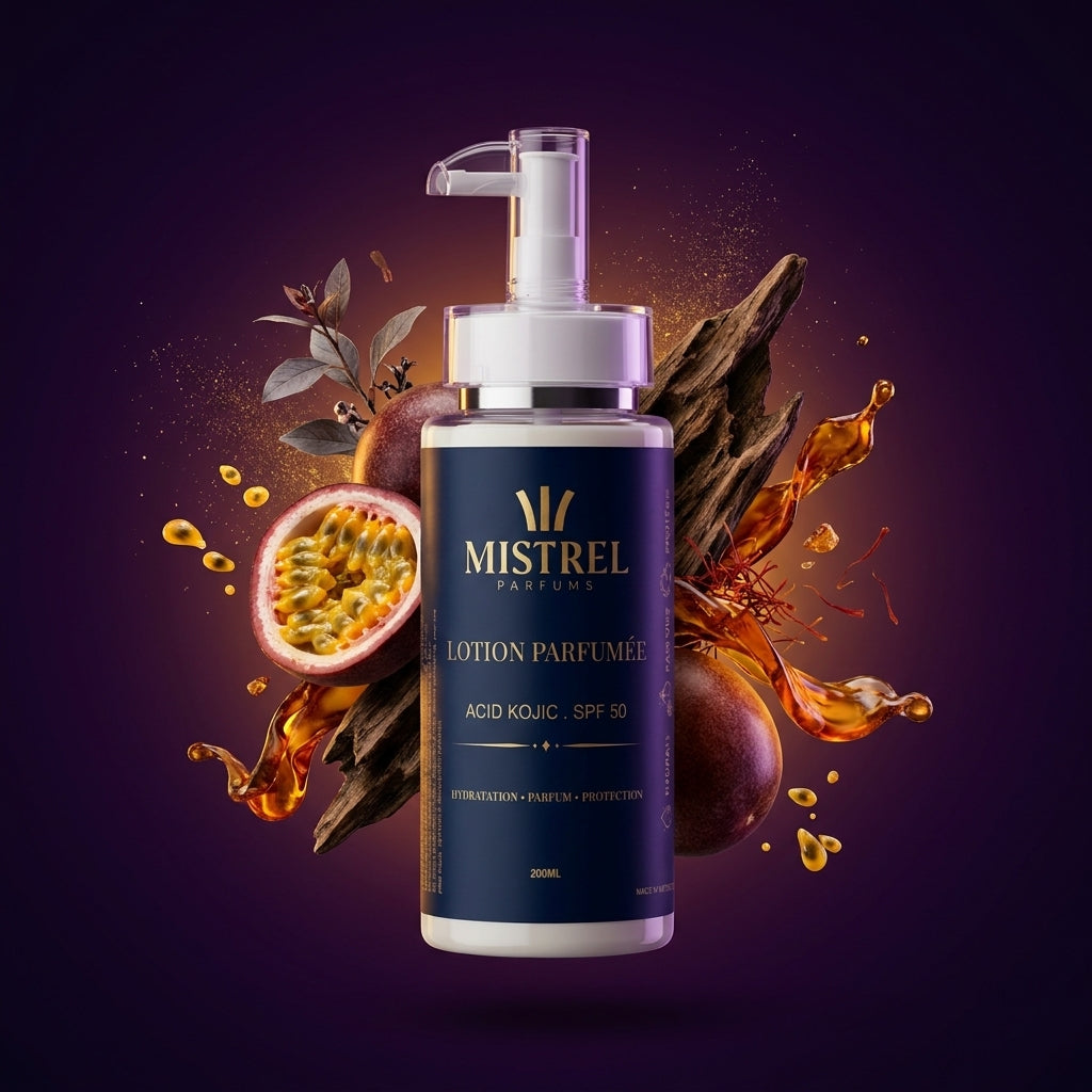 Lotion Parfumée SPF 50  Inspiration Oud Maracujá | Kojic Acid